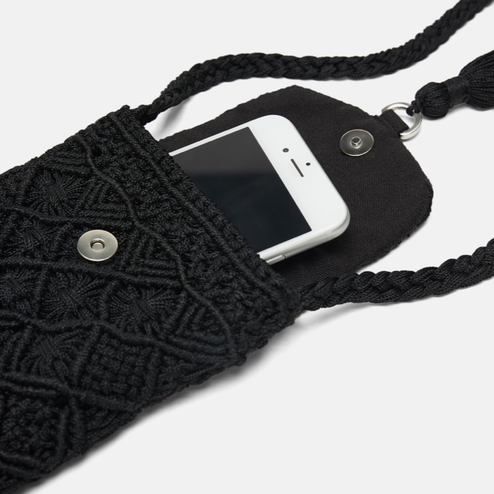 NWT • Zara • Fabric Crossbody Phone Case